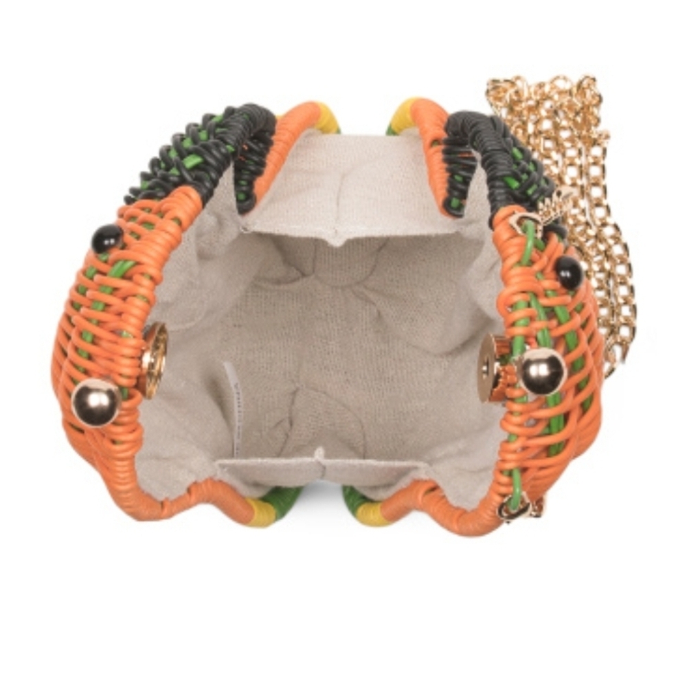 💕🔹️Tommy Bahama🔹️orange Basket Colorful Parrot Woven Bag - Picture 3 of 4